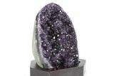 Deep Purple Amethyst Geode With Wood Base - Uruguay #360460-2